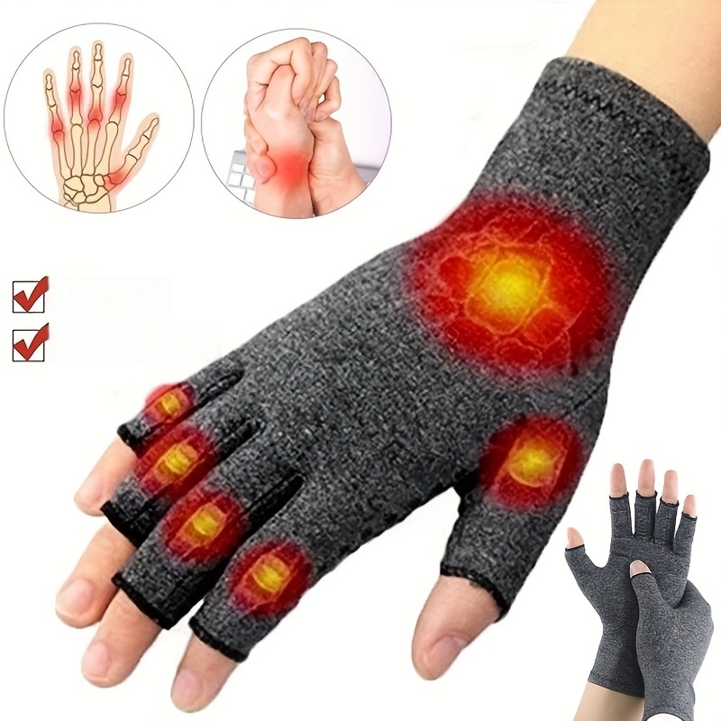 1Pair Winter Compression Gloves Fingerless Gloves Anti Slip Gloves Wrist Support Wristband