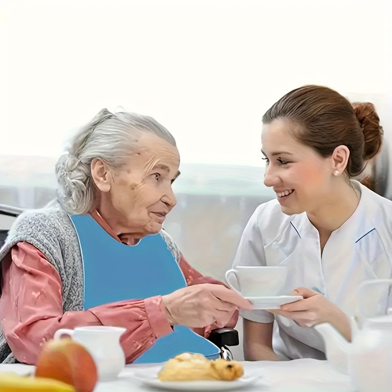 1 Pack Washable Silicone Adult Bib with Pocket Waterproof Clothing Protector Reusable Apron Mealtime Crumb Catcher for Eating Cloth for Elderly Seniors(21 x 14.2 Inch)