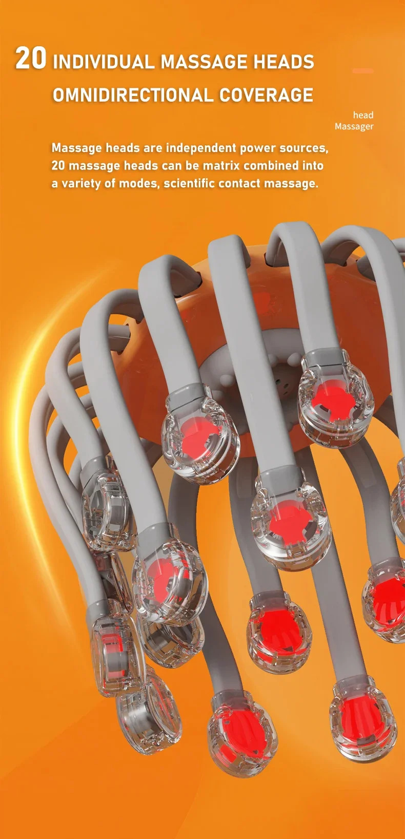 Electronic Claw Head Massager Adjustable Silicone Intelligent Musical Sound Red Ray Decompression Claw Scalp Vibration Massager