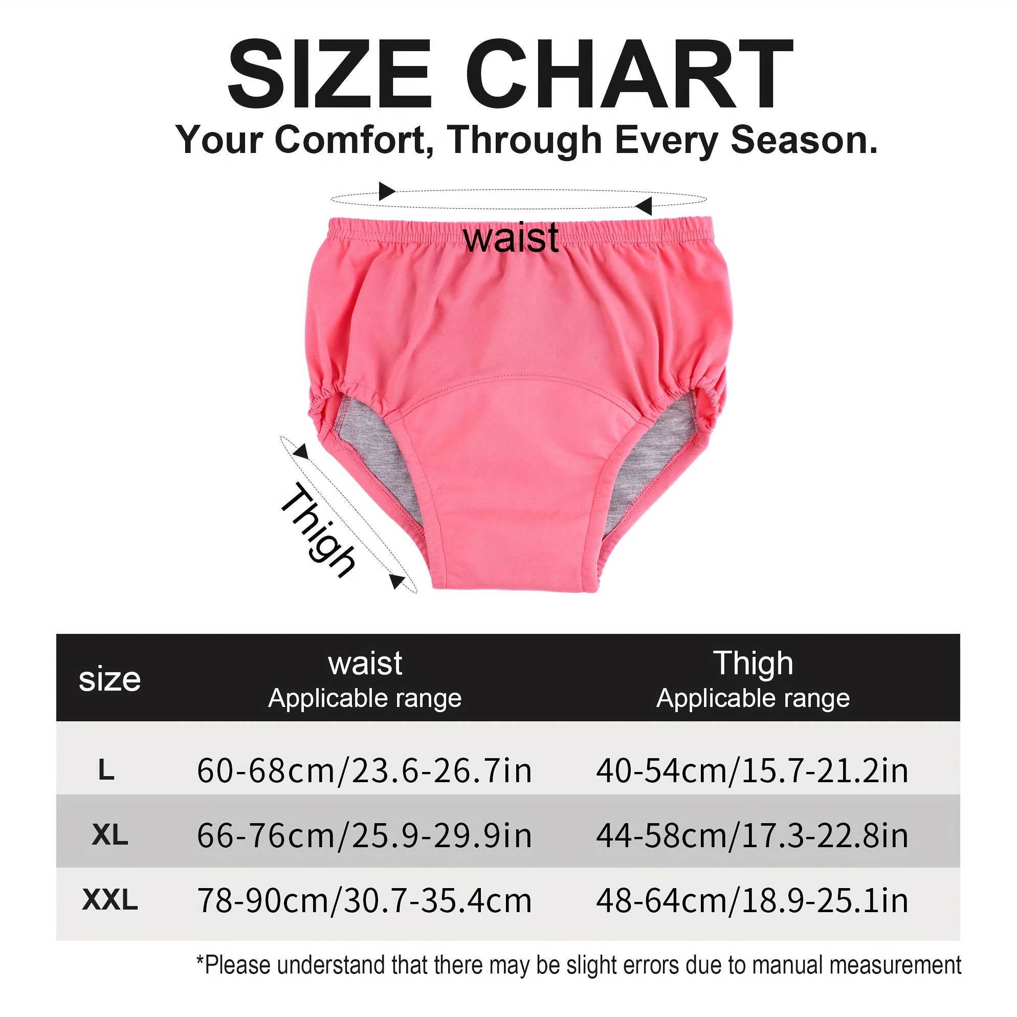 3pcs pink, Adult Protective Underwear, Super Absorbent - Washable Reusable Briefs for Adults, Soft, Breathable, Absorbent, Unisex, Casual Attire