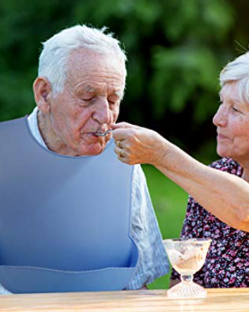 1 Pack Washable Silicone Adult Bib with Pocket Waterproof Clothing Protector Reusable Apron Mealtime Crumb Catcher for Eating Cloth for Elderly Seniors(21 x 14.2 Inch)