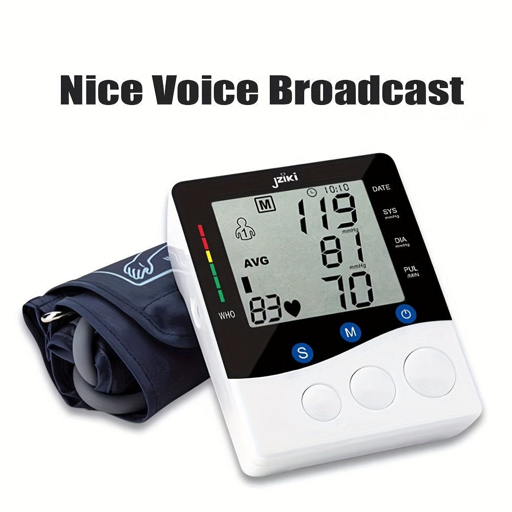 Automatic Upper Arm Blood Pressure Monitor with Adjustable Cuff for Home Use, Featuring a Large LED Display, One-Touch Operation, And Voice Announcements