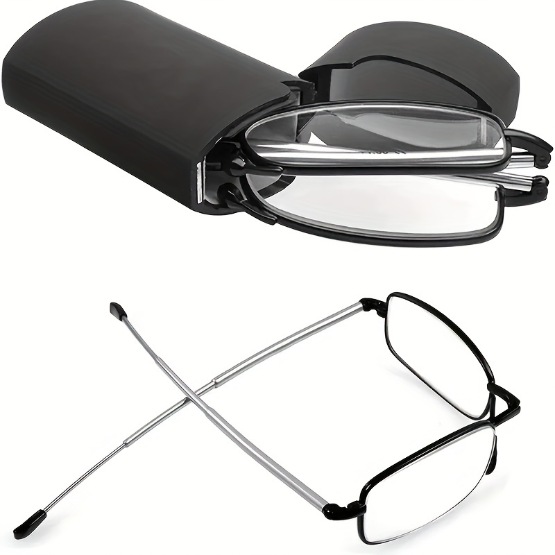 Elegant Reading Glasses, Compact Lighter Case Design, Foldable Antenna Frame Unisex