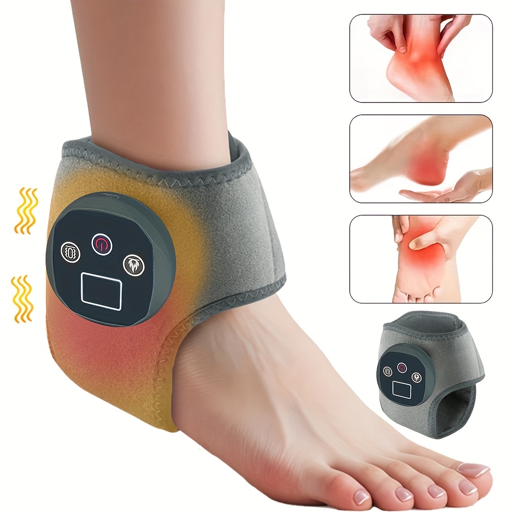 An Ankle Heating Massager Featuring 3 Vibration Modes, 4 Heating Settings, USB Charging Support, Foot Massage Functionality, And a Portable Design.