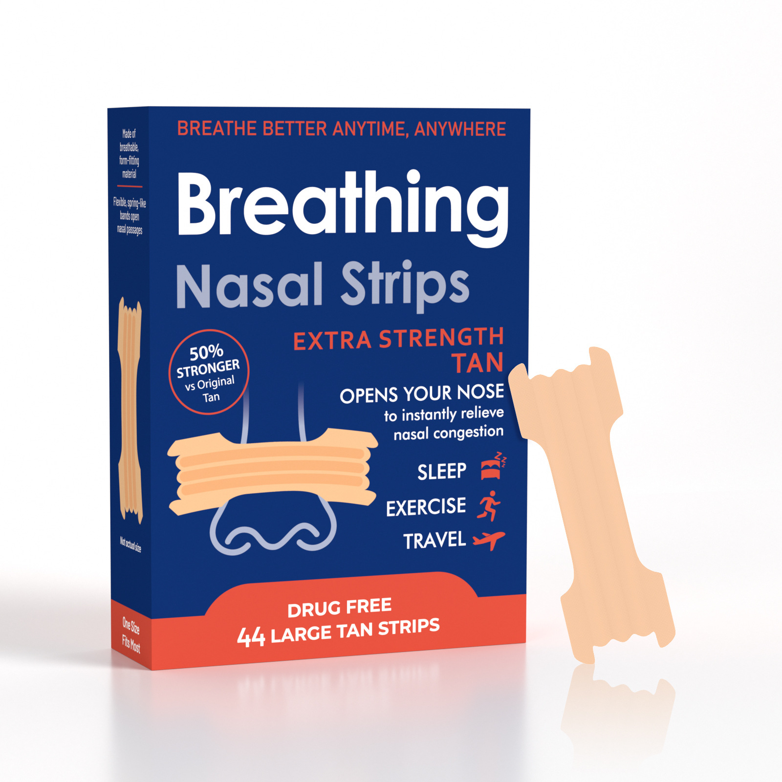 Breathe Right Nasal Strips Extra Strength For Sensitive Skin 44PCS
