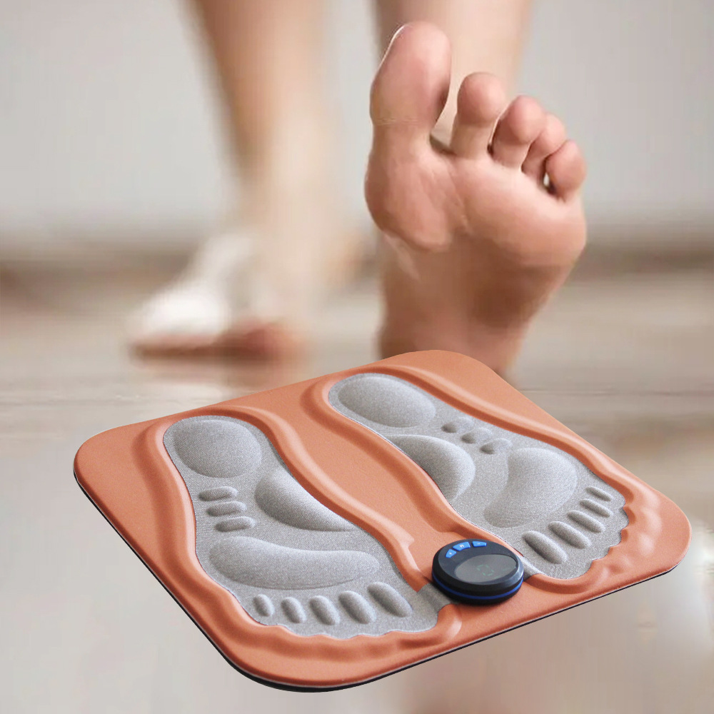 EMS Foot Massager, 3D Foldable Foot Massager Pad for Pain Plantar Relief, Muscle Relaxation, LCD Display with 6 Modes 15 Intensities