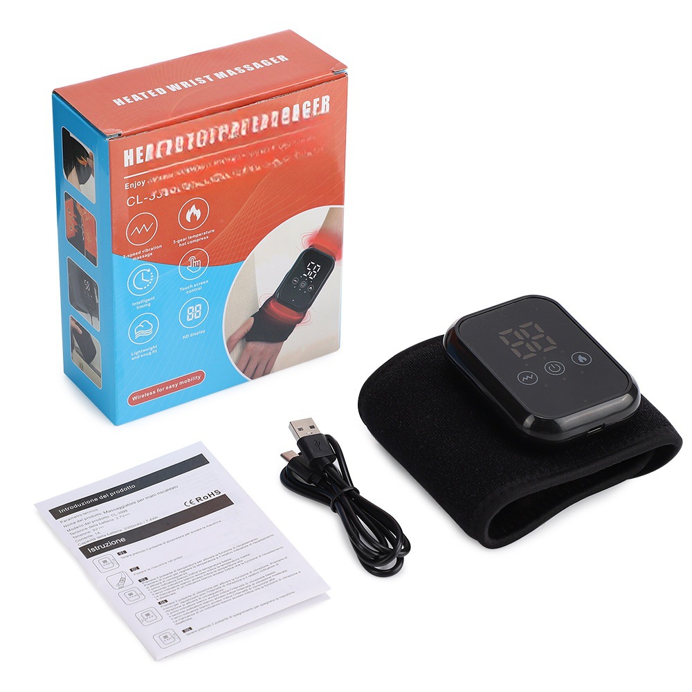 Cordless Wrist Heating Pad Wrap, Heated Wrist Brace Massager with 3 Heats and Vibrations Modes, Wrist Hand Heating Pad Massage for Relax