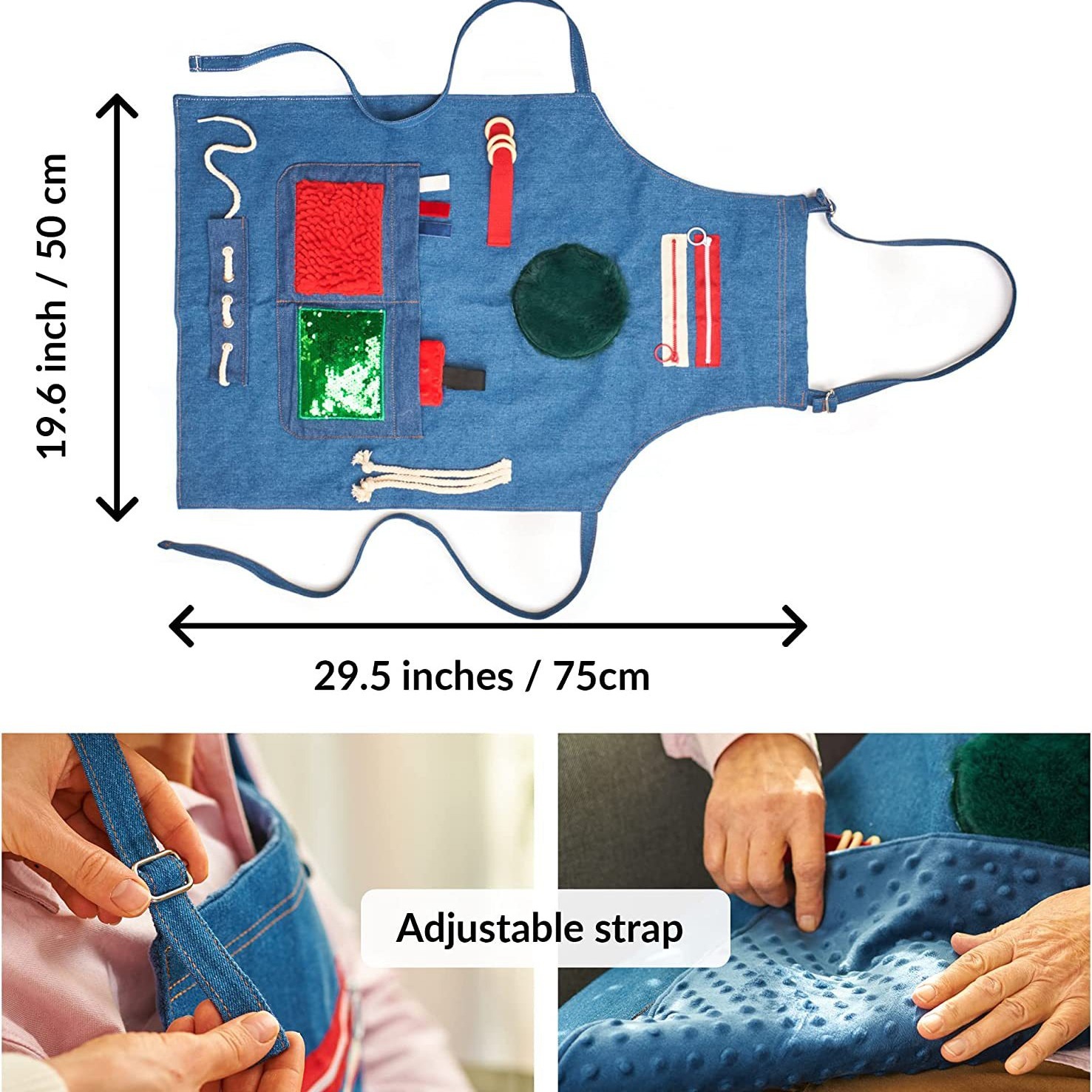 Fidget Apron for Elderly | Fidget Blanket for Dementia | Dementia Products for Elderly | Gift and Activities for Seniors with Alzheimer’s or Dementia | Sensory Fidget Toys