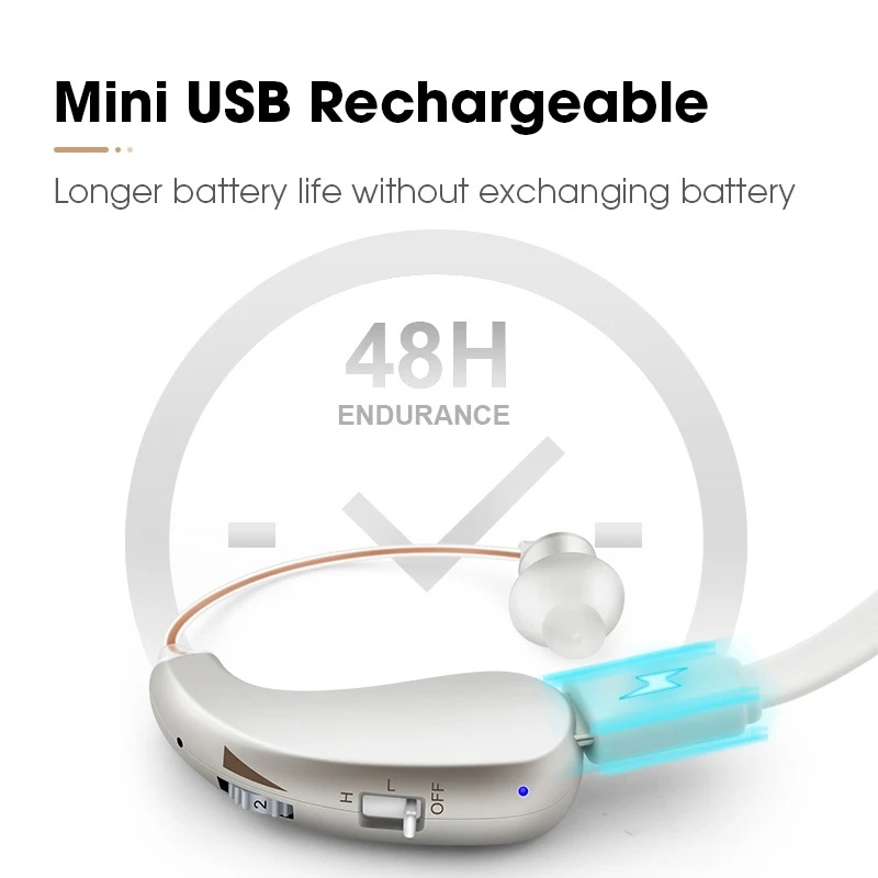 USB-Rechargeable Smart Noise-Canceling Hearing Aid with Long-Lasting Battery