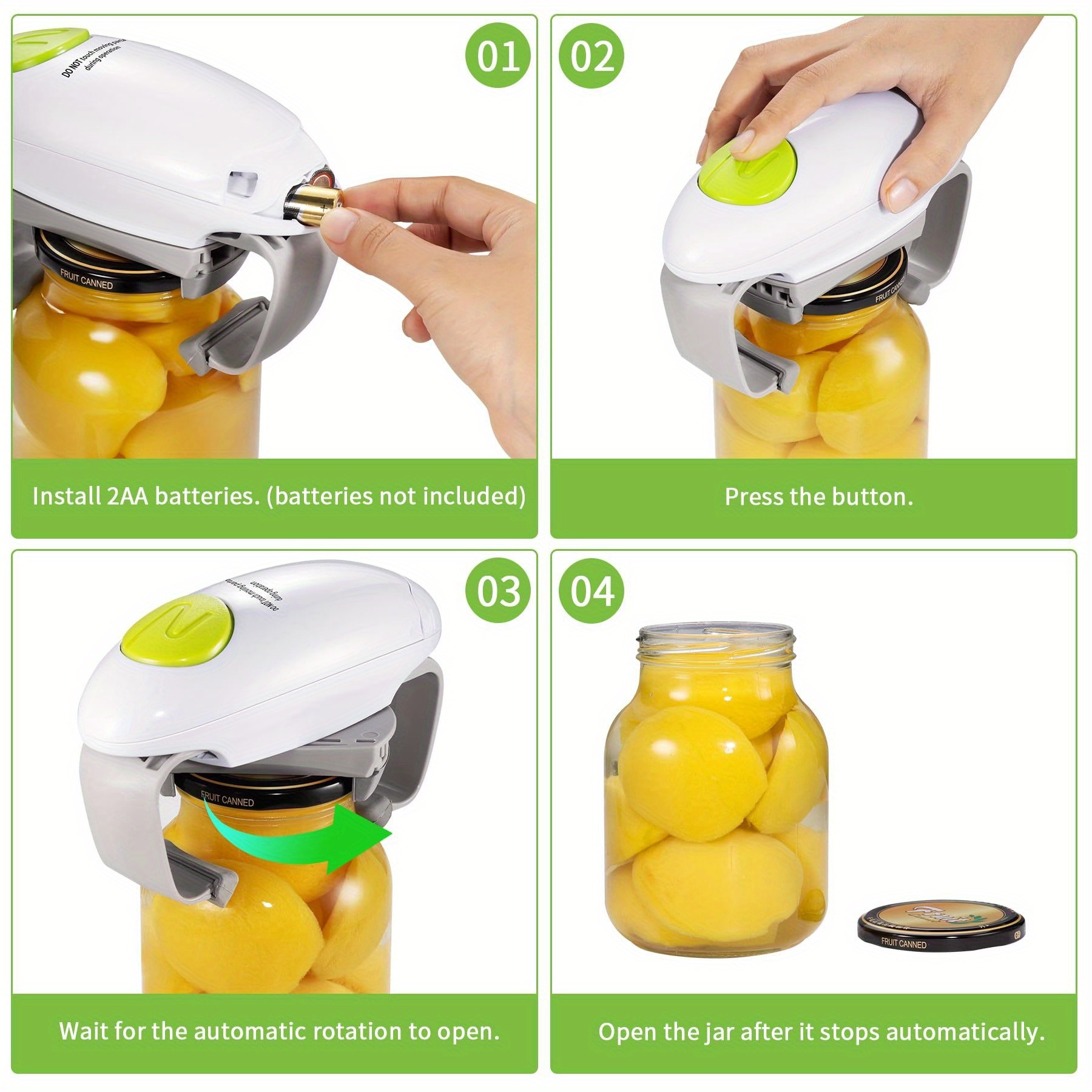 Electric Bottle Opener with Torque, One-Touch Operation, Dual-Handed Can Opener, Kitchen Gadget, Glass Jar Lid Remover, Automatic Power Off, Suitable for All Sizes of Glass Jars