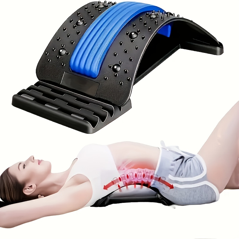 3-Level Adjustable Back Stretcher & Posture Corrector | Ergonomic Lumbar Support with Massage Function, Secure Grip Handles, for Upper & Lower Back, Office, Car, Home Use, Durable PP Construction.