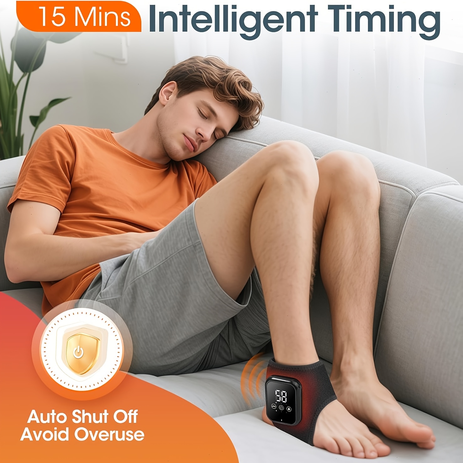 2pcs Wireless Foot and Ankle Massager with Portable Heating & Vibration, LCD Screen, USB, -Lasting Battery, Ergonomic Painless Massagers Suitable for, Ideal Gift for Seniors