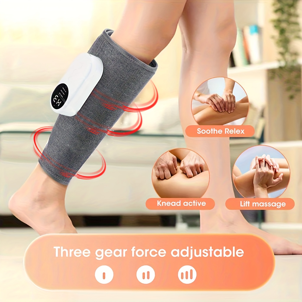 Air Compression Leg Massager, Rechargeable with a 2000Mah Battery, Featuring 3 Intensity Levels And 3 Temperature Settings, Equipped with a 2000Mah Lithium Polymer Battery. It'S Portable And Suitable for Calves, Thighs, And Knees
