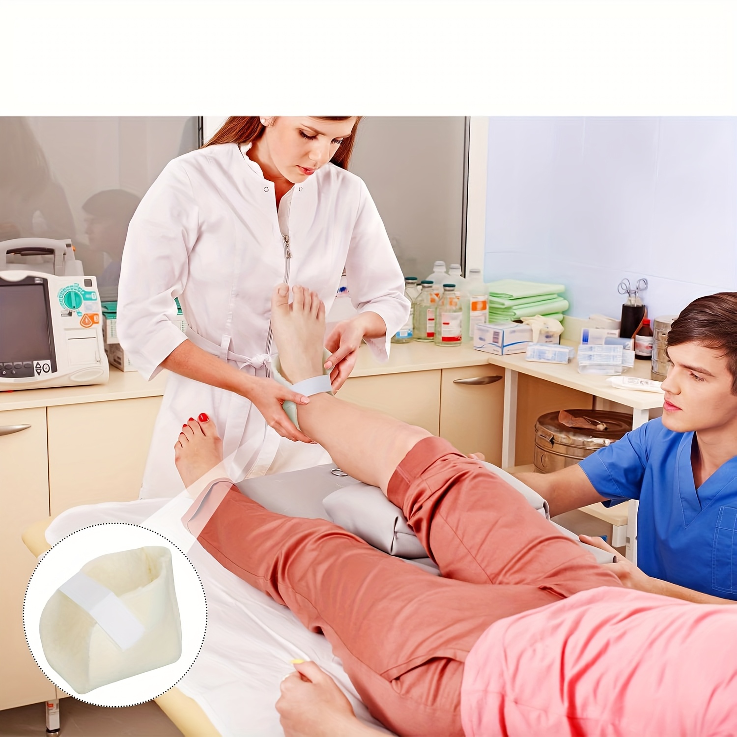 2pcs Sheepskin Heel Cushions, Adjustable Heel Protectors for Bedsores, Soft and Comfortable, Suitable for Sitting, Lying, Mattress, Boots, Ankle, and Foot Protection