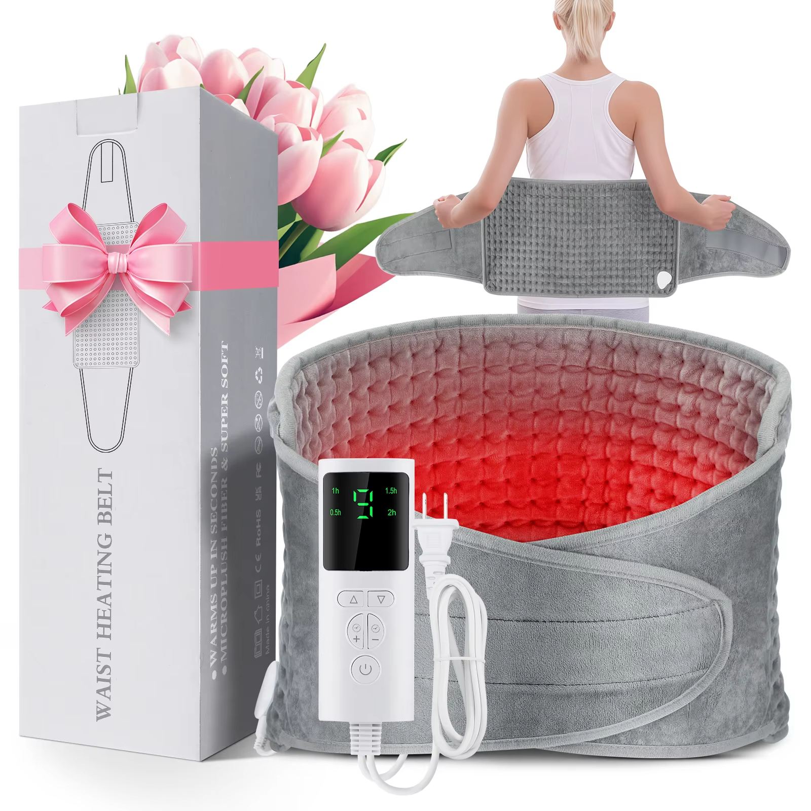 Back Heating Support Belt Heated Waist Brace With Adjustable Temperature Warm Back Belt Abdomen Warmer Lumbar Support Pad