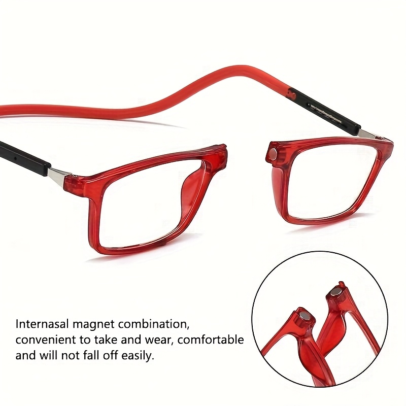 Magnetic Folding Reading Glasses +1.00 to +3.00 Strength, Lightweight Full-Frame Rectangular Eyeglasses with Magnetic Closure Hinge, Unisex for &, Daily Use & for office Glasses (No Needed)
