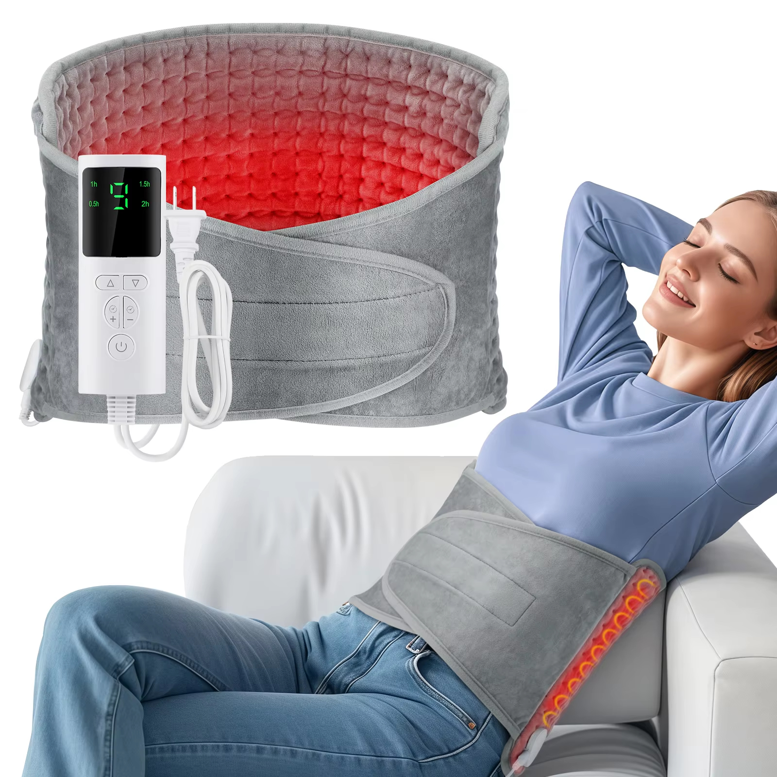 Back Heating Support Belt Heated Waist Brace With Adjustable Temperature Warm Back Belt Abdomen Warmer Lumbar Support Pad