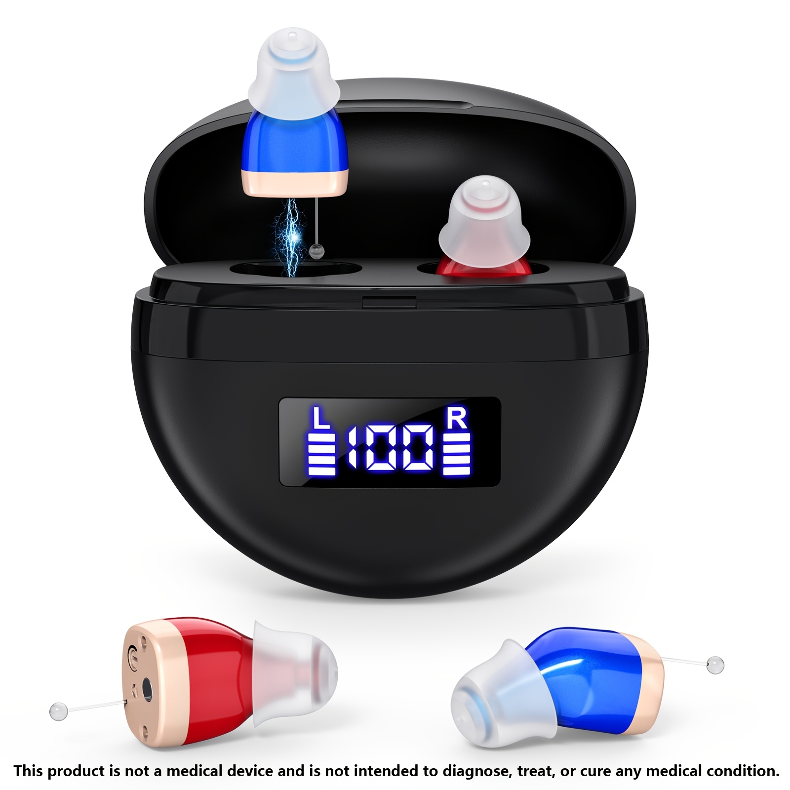 A Pair of Rechargeable In-Ear Noise-Canceling Amplifiers That Are Comfortable to Wear And Easy to Carry, Capable of Amplifying Sound. Portable Sound Amplifier Headphones Are Suitable for Everyday Use And Outdoor Activities