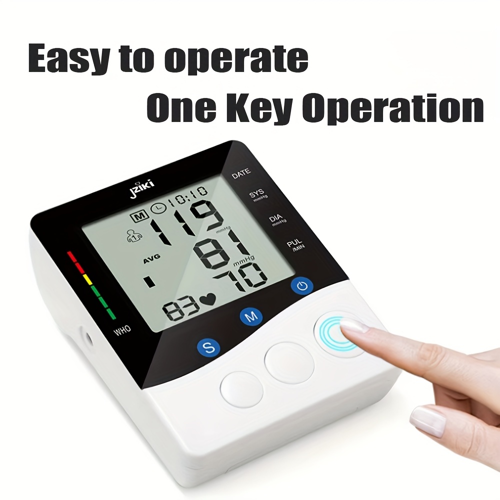 Automatic Upper Arm Blood Pressure Monitor with Adjustable Cuff for Home Use, Featuring a Large LED Display, One-Touch Operation, And Voice Announcements