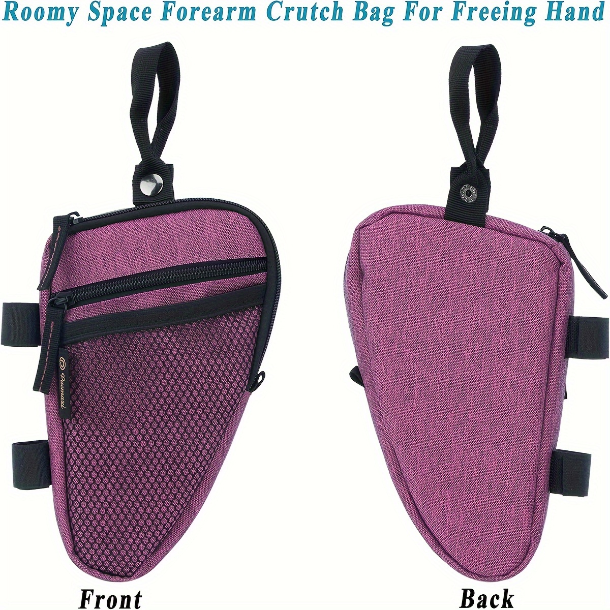 Lightweight Waterproof Forearm Crutch Bag with Mesh Pocket, Triangle Shape Storage Pouch for Daily Use Accessories Organization, Crutch Storage Solution | Mesh Pocket Design | Lightweight Bag