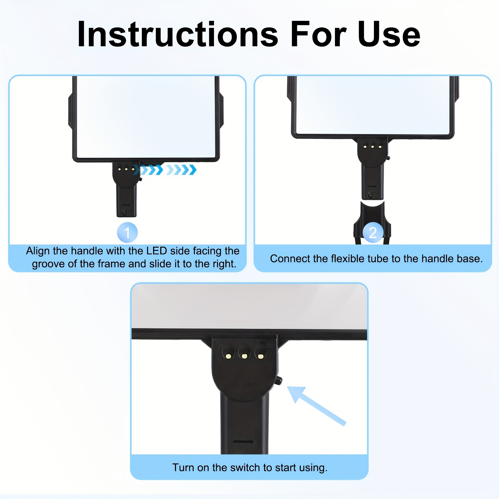 3-in-1 LED Reading Lamp with HD Magnifier and Flexible Gooseneck | Horizontal/Vertical Viewing Mode, Hands-Free, Tabletop, Neck-Hanging, or Handheld Use, Powered by 2 AAA Batteries, Plastic Material, Push Button Control.