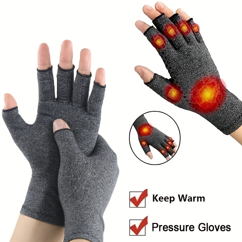 1Pair Winter Compression Gloves Fingerless Gloves Anti Slip Gloves Wrist Support Wristband