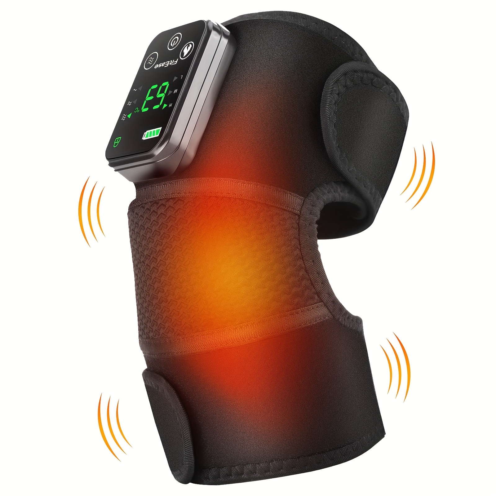 Heating Vibration Knee Pad Electric Multi-Function Shoulder and Knee Massager with 4000mAh Battery, USB Charging, 3 Adjustable Temperature Settings