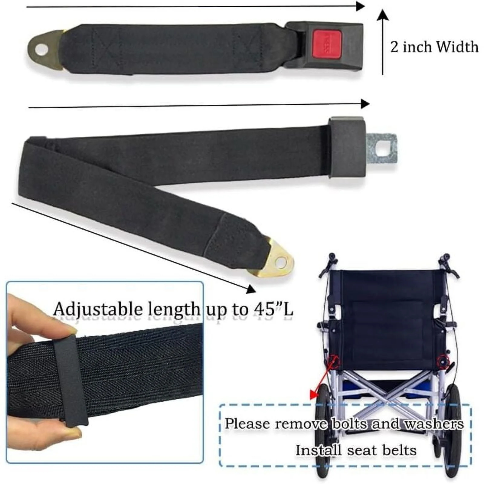 Universal Lap Seat Belt, High Quality Webbing Adjustable Safety Belt For Various Vehicles, 2 Pack With Easy Installation Screws