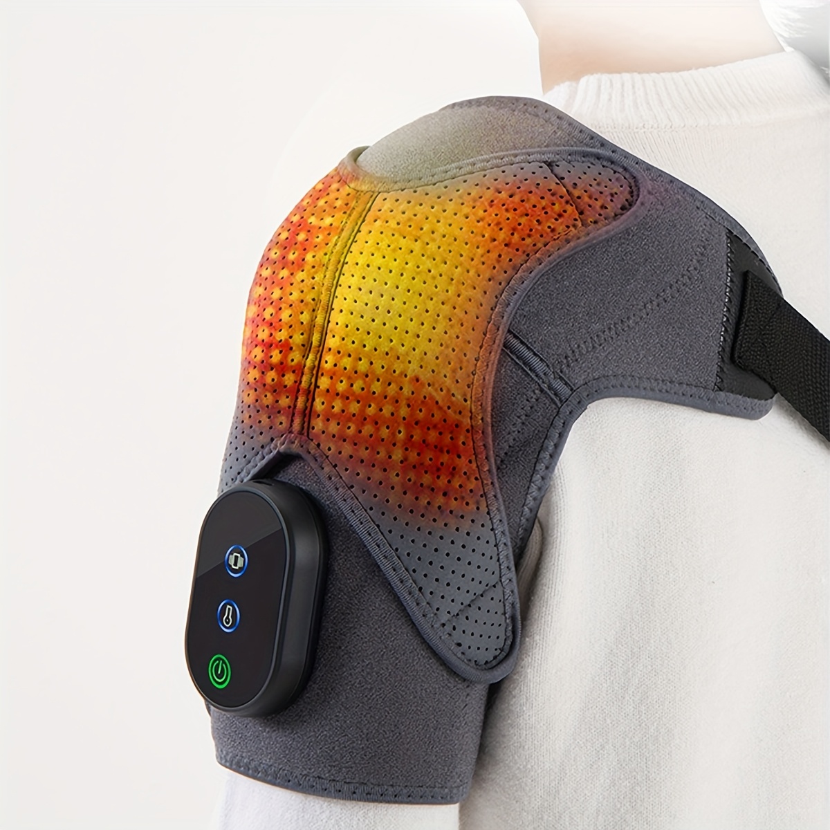 Heated Shoulder Massager, Portable Electric Massage, Massage Heated Wrap Braces for Left Right Shoulder, Temperature Settings, LED Display