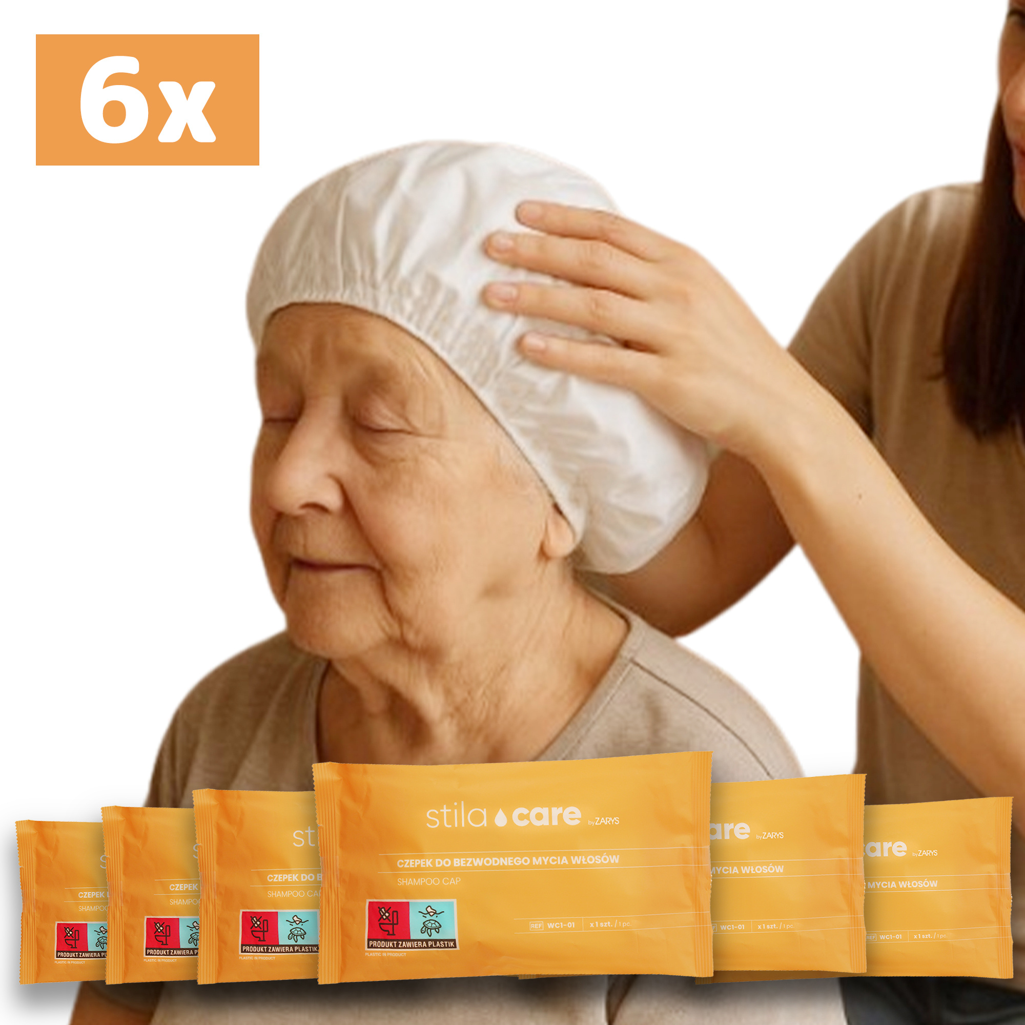 Hair Washing Cap Without Running Water with Shampoo | Quick Hygiene | Ideal for The Elderly, Bedridden Patients, Post-Surgery And Travel | 6-Unit Pack