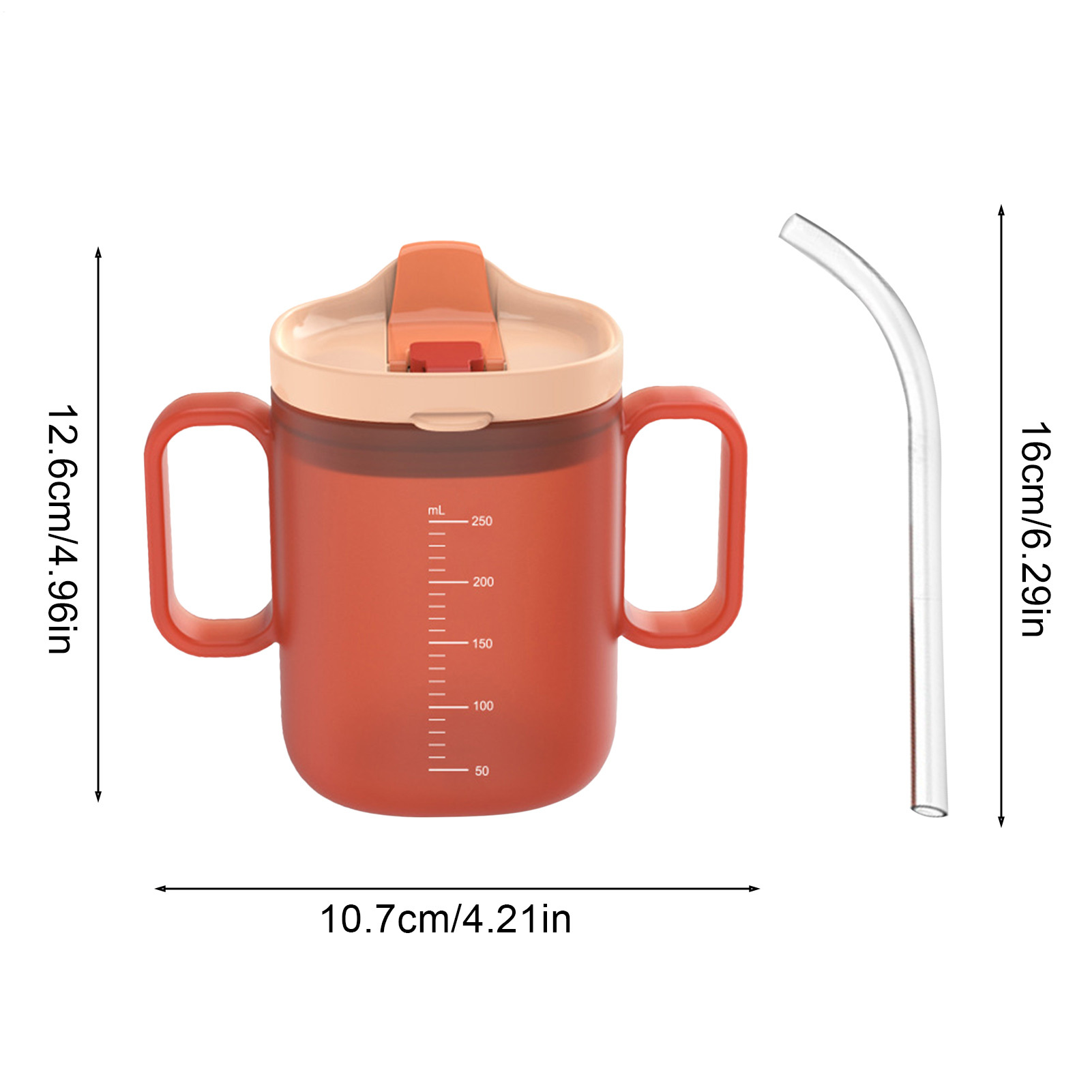 Double Handle Elderly Care Cup with Straw Dysphagia Regulating Cup
