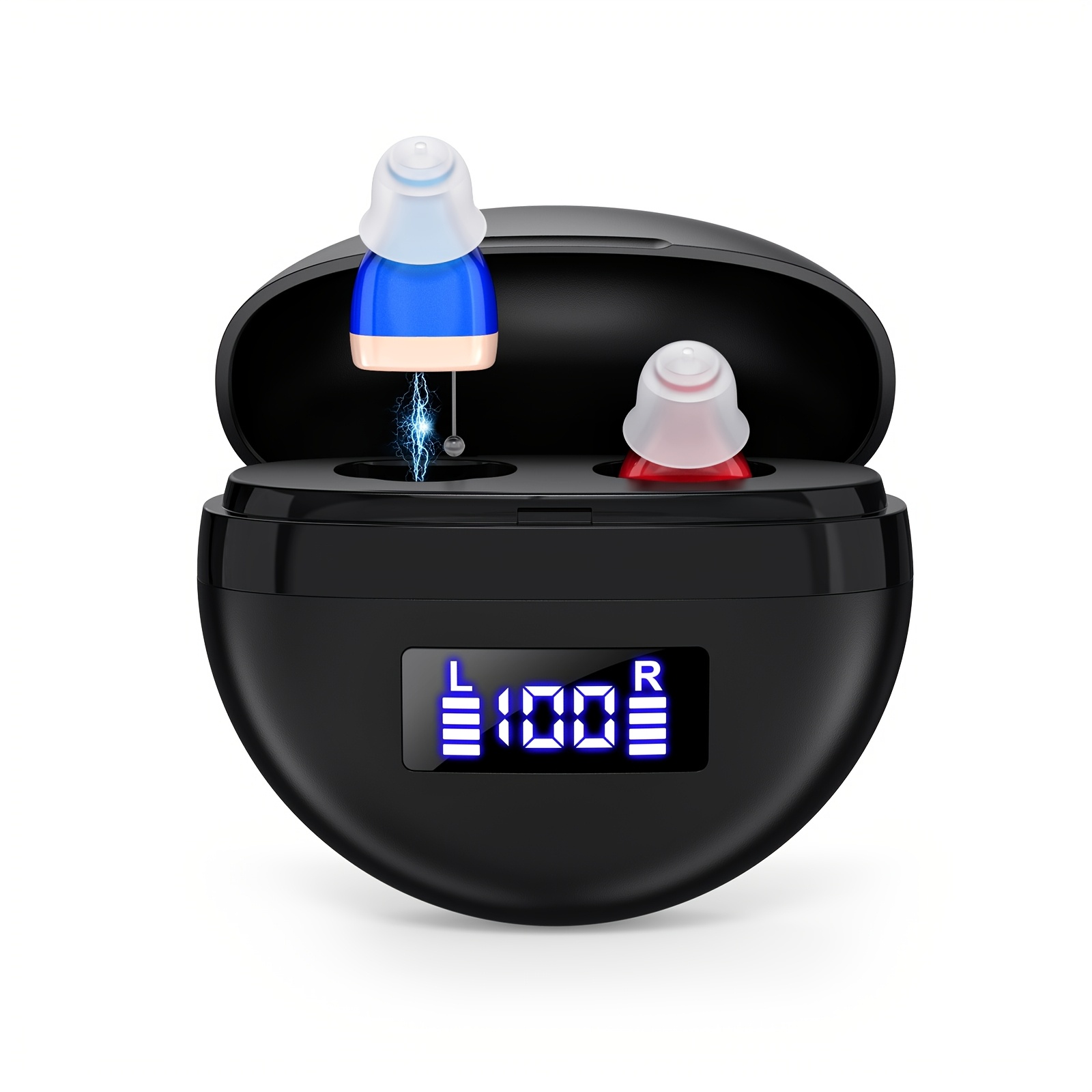 A Pair of Rechargeable In-Ear Noise-Canceling Amplifiers That Are Comfortable to Wear And Easy to Carry, Capable of Amplifying Sound. Portable Sound Amplifier Headphones Are Suitable for Everyday Use And Outdoor Activities