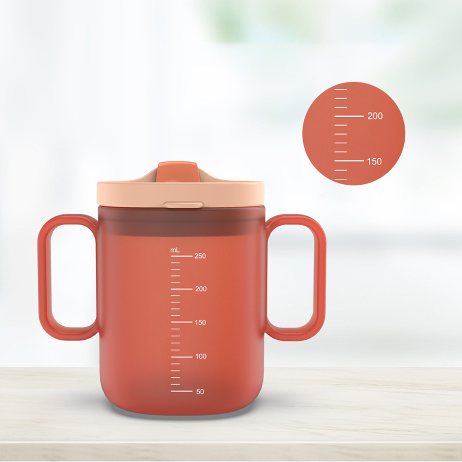 Double Handle Elderly Care Cup with Straw Dysphagia Regulating Cup