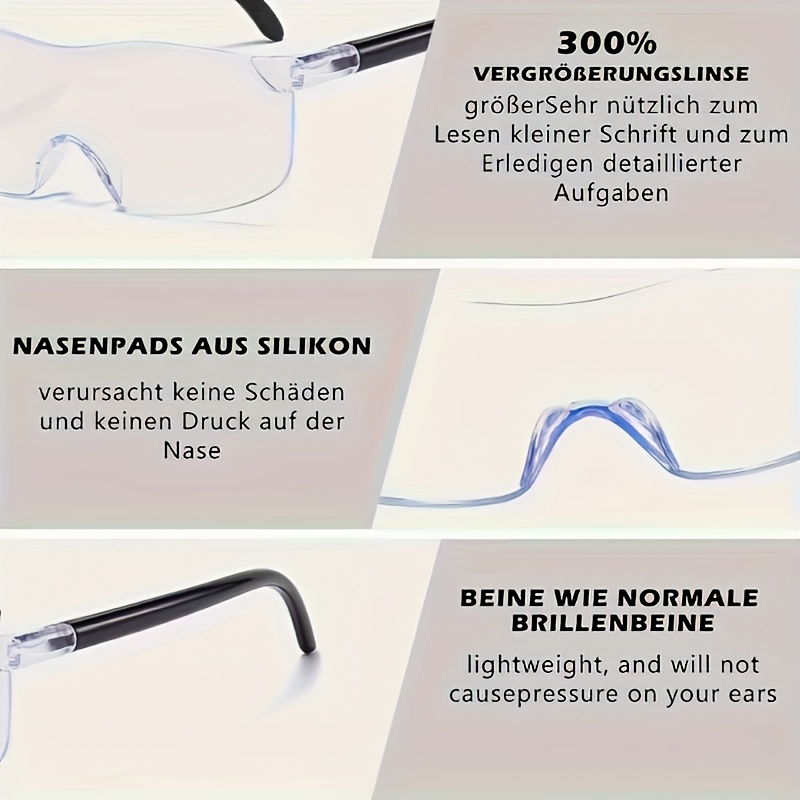 Large Lens Portable Magnifying Glass - 300% Magnification Handheld Magnifier with Frameless Design, -Free for Reading, Crafting, Sewing & DIY