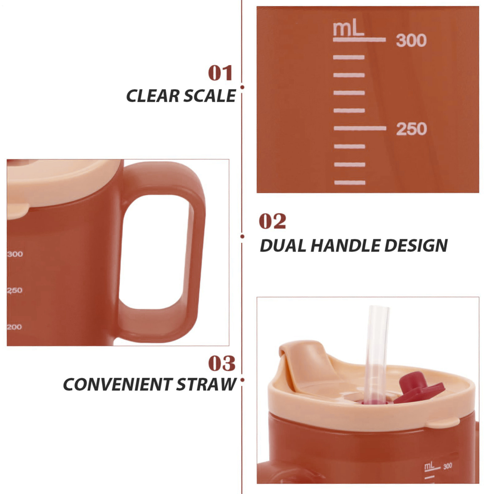 Double Handle Elderly Care Cup with Straw Dysphagia Regulating Cup
