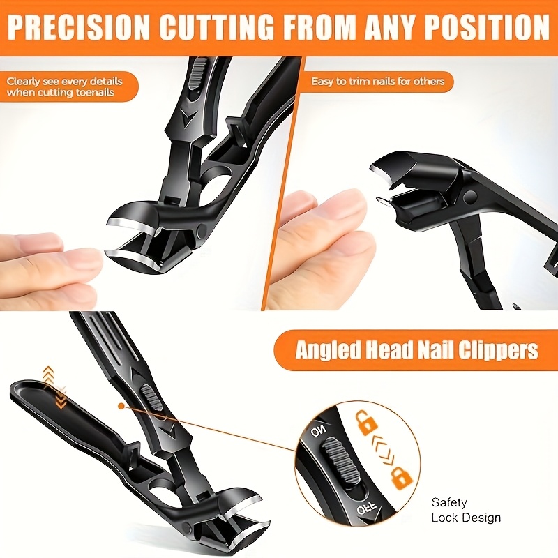 Curved toe nail clipper, large size toenail clippers, suitable for thick and hard nails, sharp and durable with locking storage design to prevent splashing
