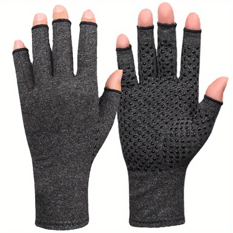 1Pair Winter Compression Gloves Fingerless Gloves Anti Slip Gloves Wrist Support Wristband