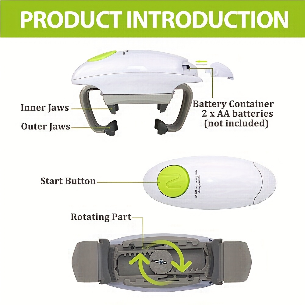 Electric Bottle Opener with Torque, One-Touch Operation, Dual-Handed Can Opener, Kitchen Gadget, Glass Jar Lid Remover, Automatic Power Off, Suitable for All Sizes of Glass Jars