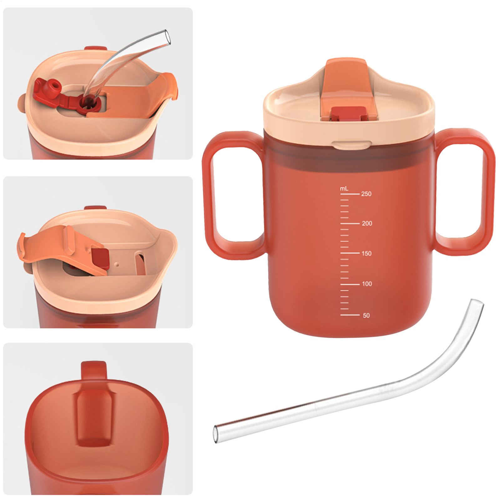 Double Handle Elderly Care Cup with Straw Dysphagia Regulating Cup