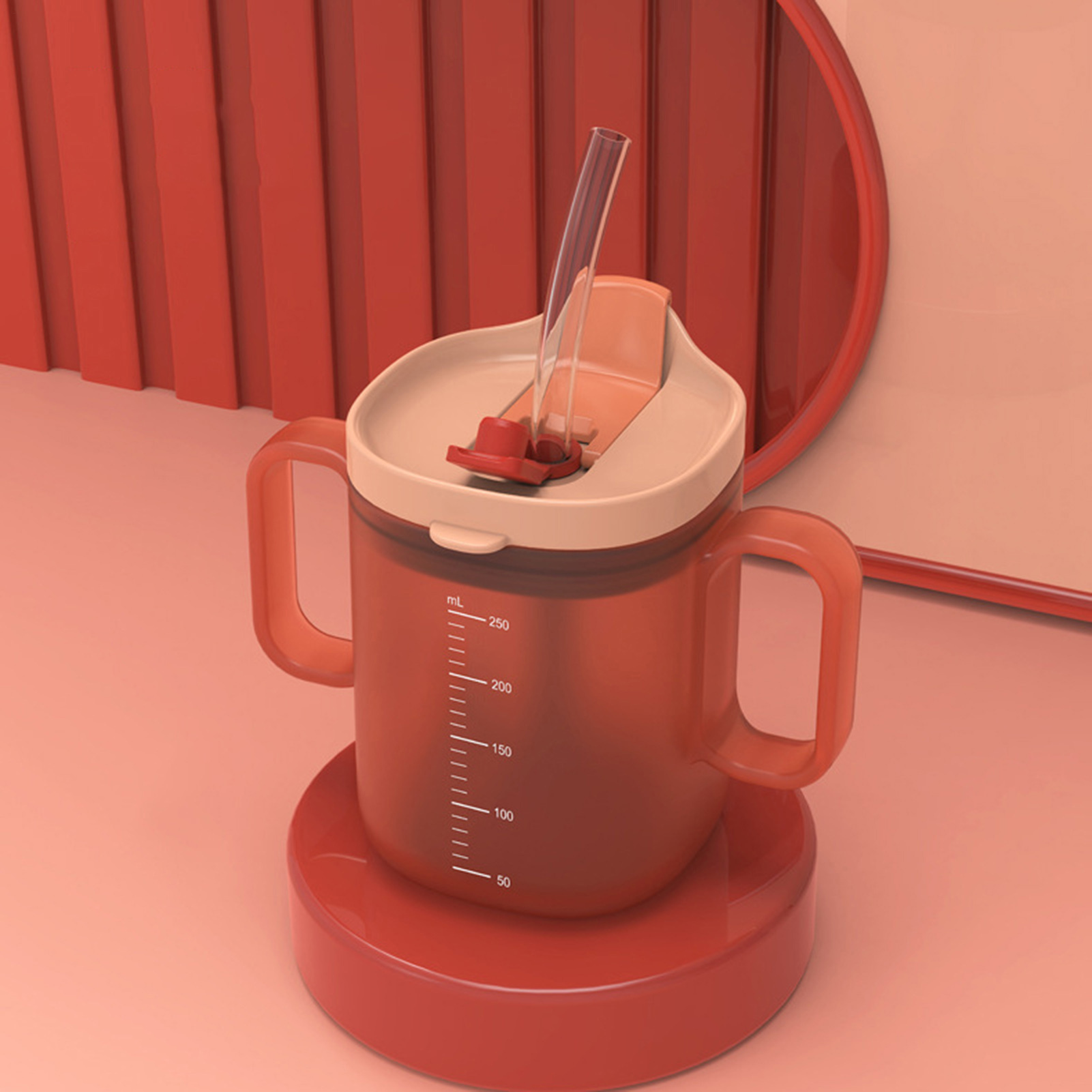 Double Handle Elderly Care Cup with Straw Dysphagia Regulating Cup