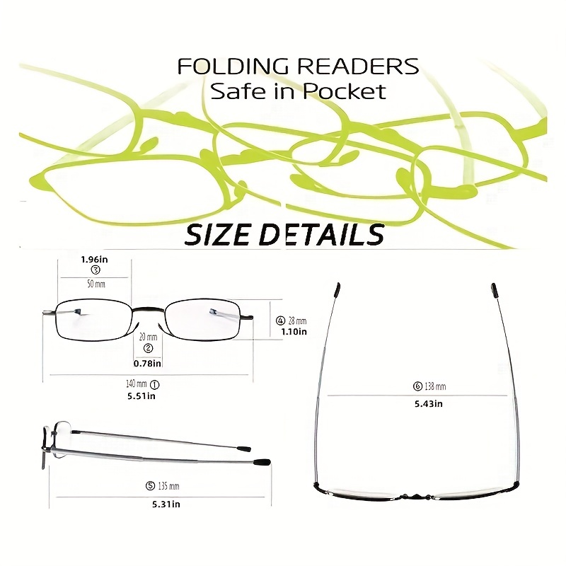 Elegant Reading Glasses, Compact Lighter Case Design, Foldable Antenna Frame Unisex