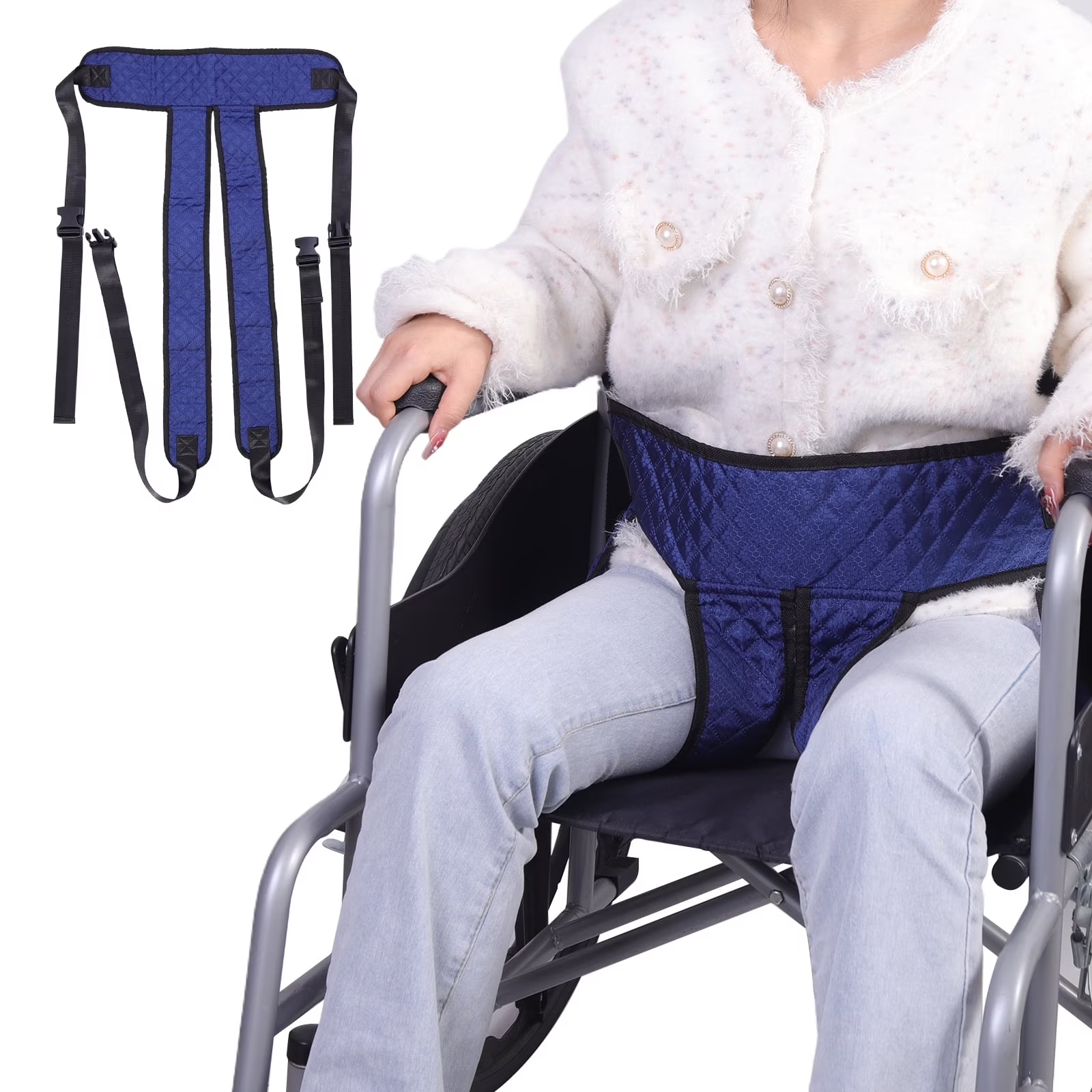 Wheelchair Seatbelt, Anti-Fall Anti-Skid Safety Belt Nursing Restraint Strap with Buckle, Wheelchair Harness Belt System ,Wheelchair Accessory Protector for Elderly Disabled People