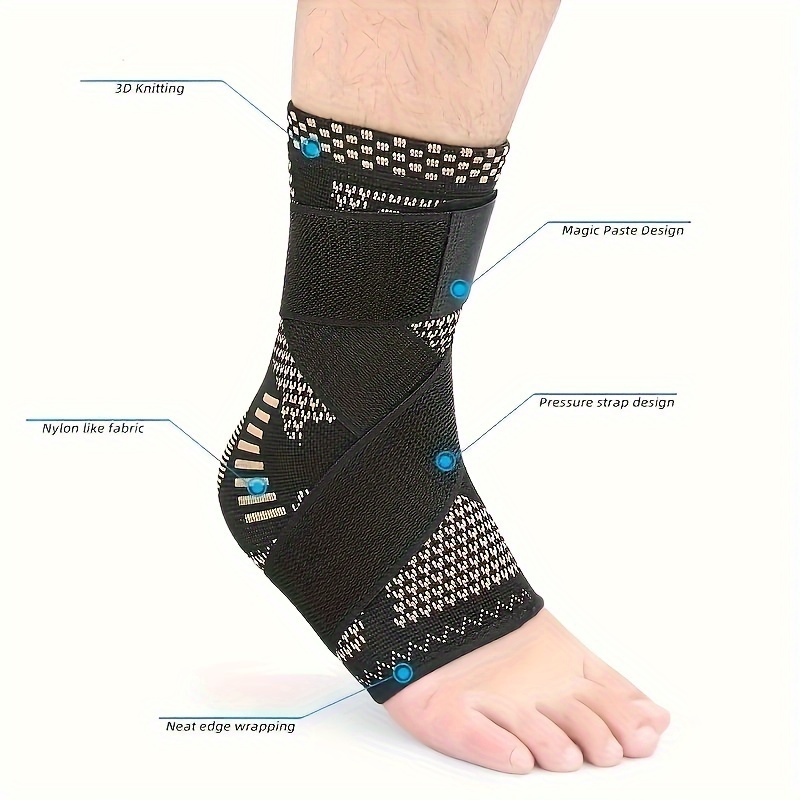 Set of 2 Adjustable Copper Ankle Supports Designed for High Elasticity And Compression, Ideal for And Fitness. Features a Removable Strap, Breathable Nylon Fabric, And Patella Tracking for Improved Stability. Hand Wash Only.