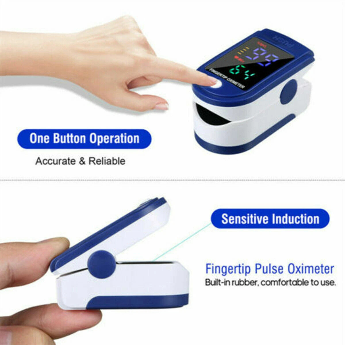 Finger Tip Pulse Oximeter Meter SpO2 Oxygen Saturation rate Heart Blood Monitor