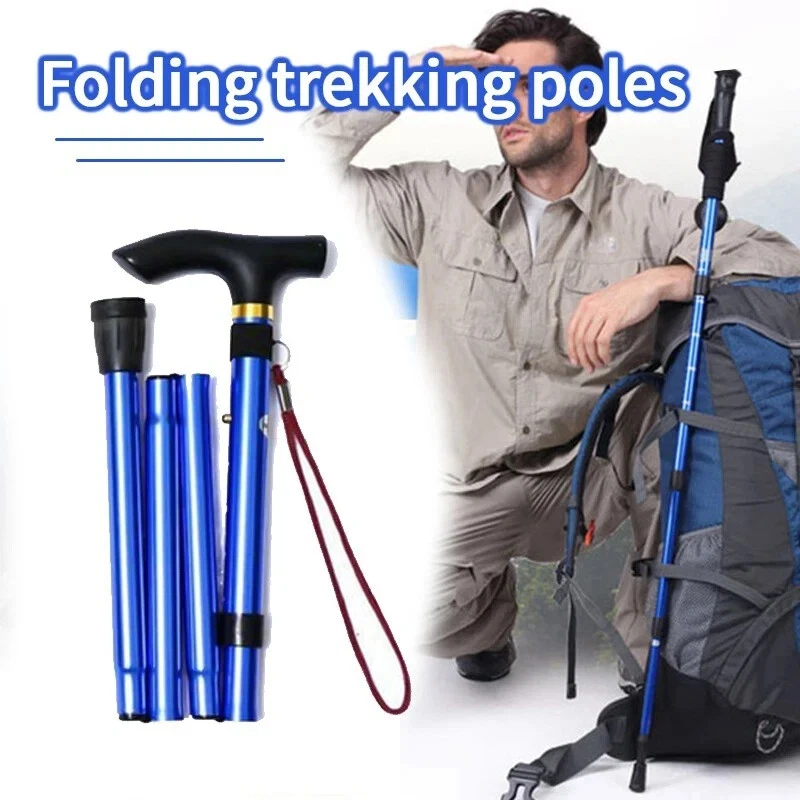 Foldable Adjustable Walking Stick for Men and Women Portable Walking Stick with Ergonomic Handle and Nonslip Base for Senior Hiking Travel