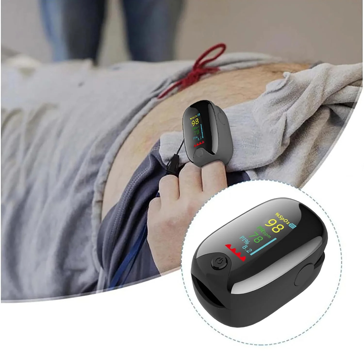 Pulse Oximeter Fingertip Digital Blood Oxygen Saturation Monitor for Fast Spo2 Level Reading Heart Rate and Perfusion Index with LED Display Pulse Oximeter