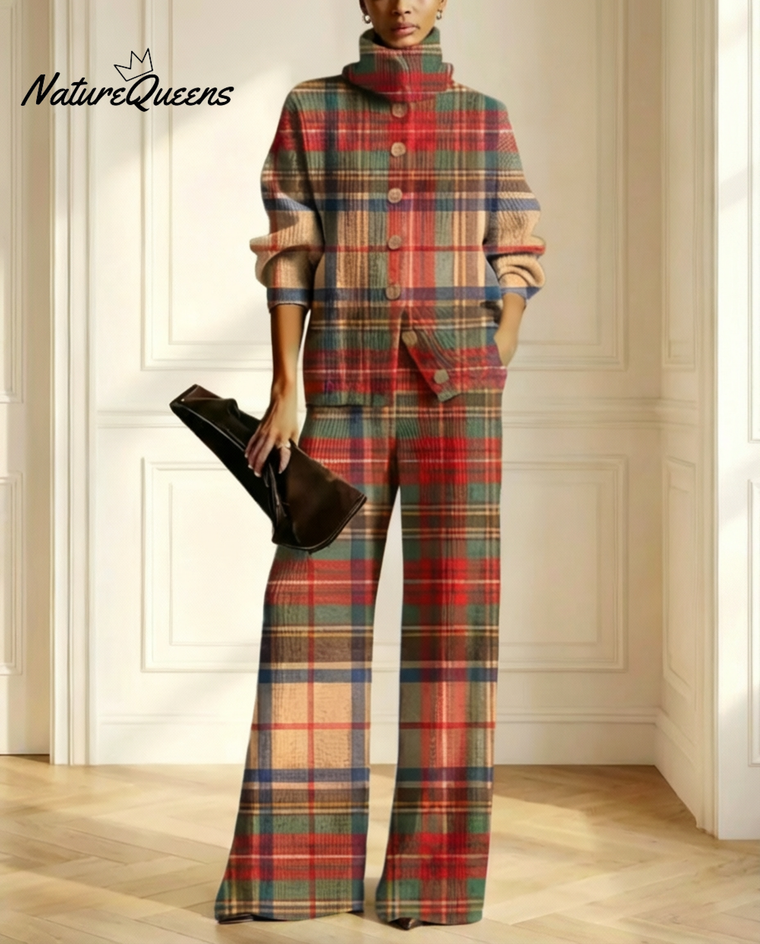 Women's Geometry Pattern Art Print Casual Cotton Knitted Suits