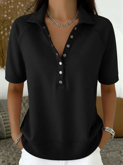 Casual And Cozy Short-sleeved Cotton Sweatshirt