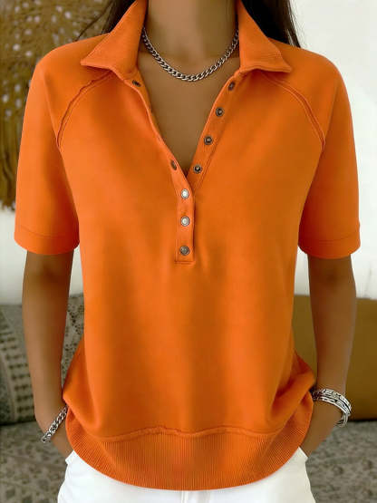 Casual And Cozy Short-sleeved Cotton Sweatshirt