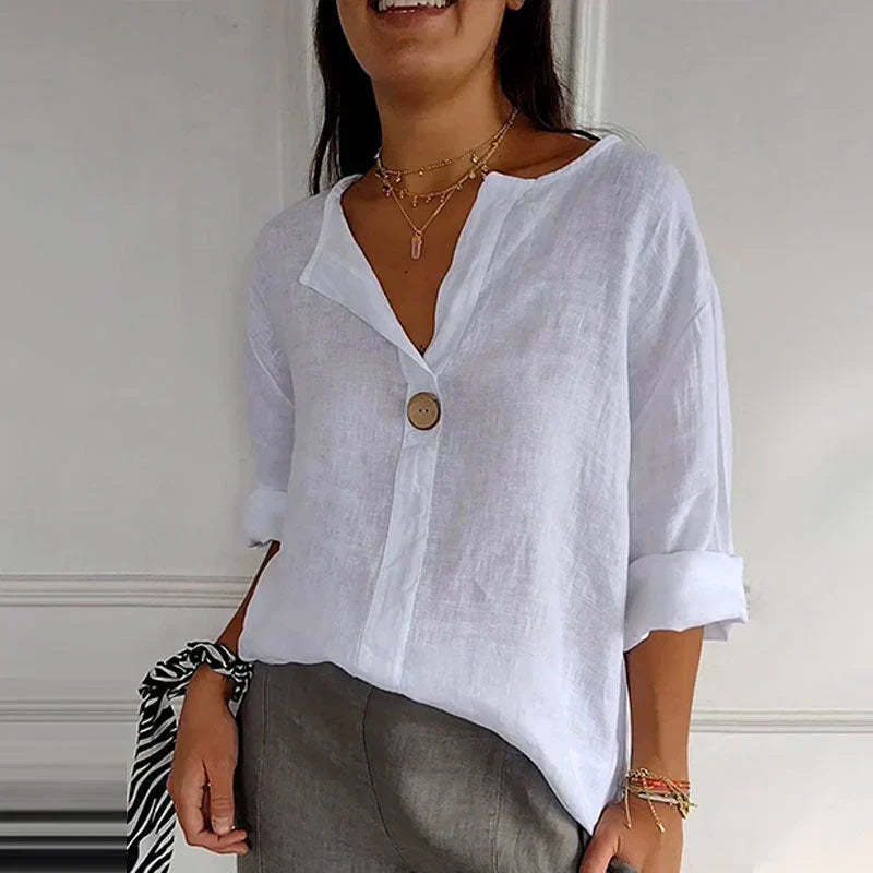 mrostoTM-Women's Linen-Cotton V-Neck Comfortable Top
